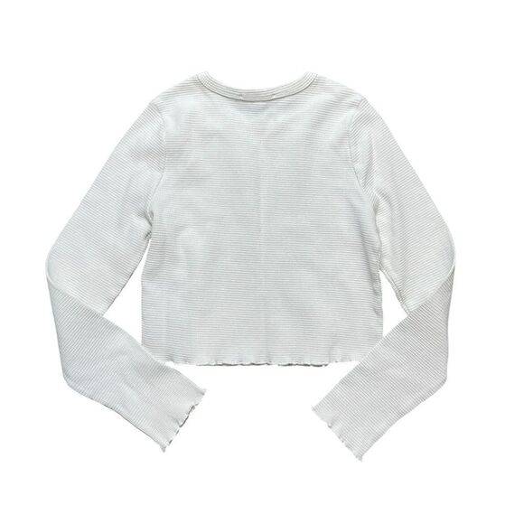 LISA SAYS GAH Cropped Thermal Shirt White Size Small - Picture 2 of 6